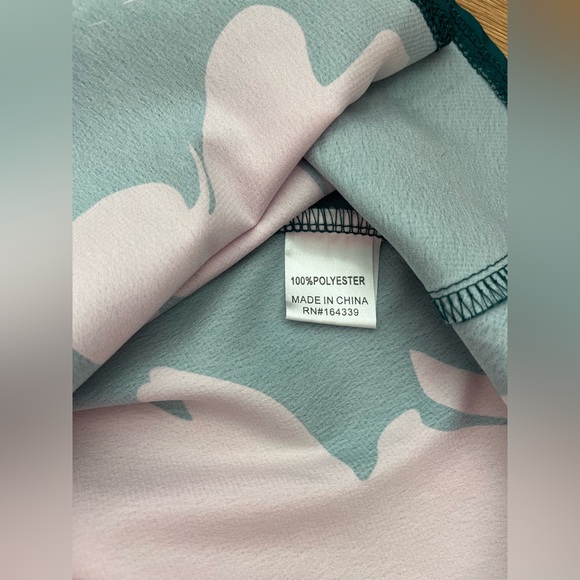 Anabelle Mock Neck Satin Midi Dress US M Teal Pink Mock Neck Cocktail Wedding - Picture 9 of 12